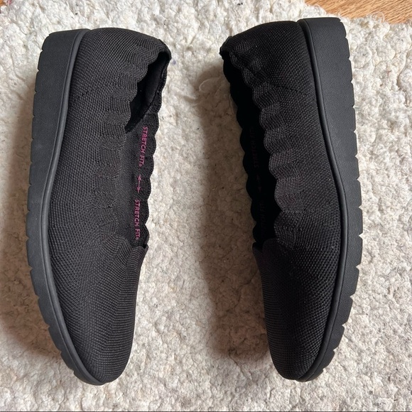 Sketchers: Solid Black Cleo Flex Wedge Wide Fit Memory Foam Slip On Size 9 Wide - Picture 3 of 9